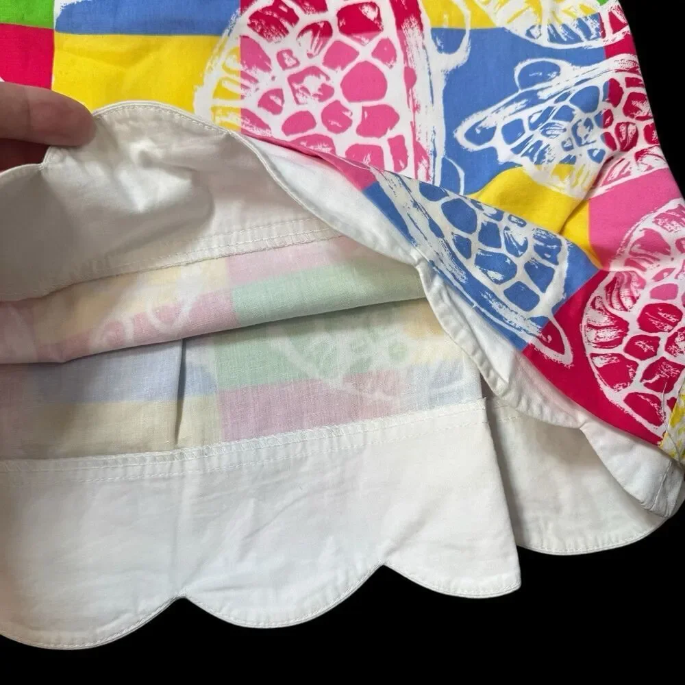 Lilly Pulitzer Girls Carolina Dress Size 8 Patchwork Turtles Tropical Preppy Bow